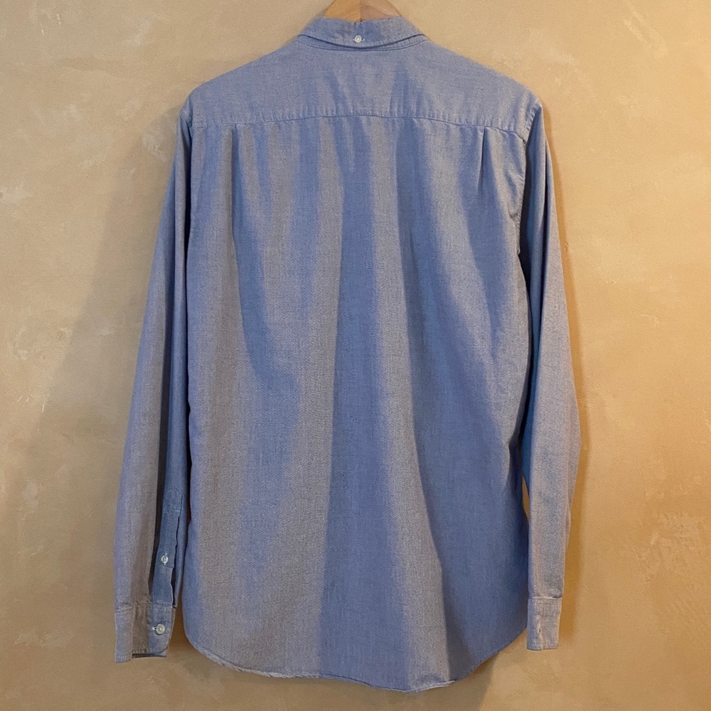 Supreme Light Blue Denim Button-Down Shirt — Red Logo — Men’s Large - Picture 3 of 12